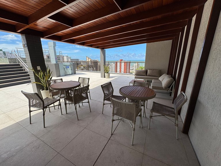 Apto com quarto e sala super varanda e vista AH705