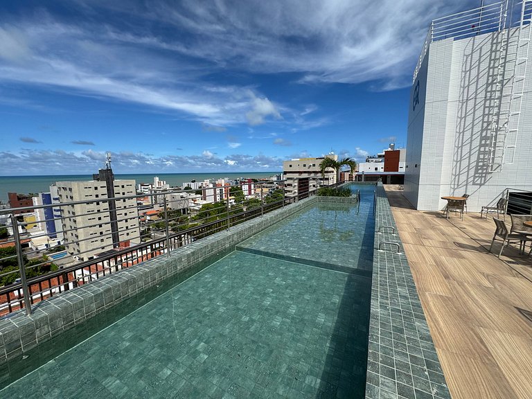 Apto com quarto e sala super varanda e vista AH705