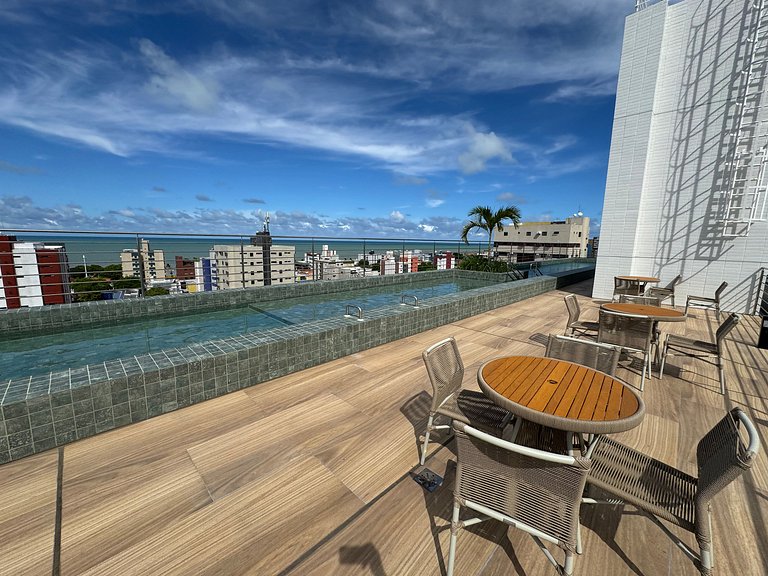 Apto com quarto e sala super varanda e vista AH705