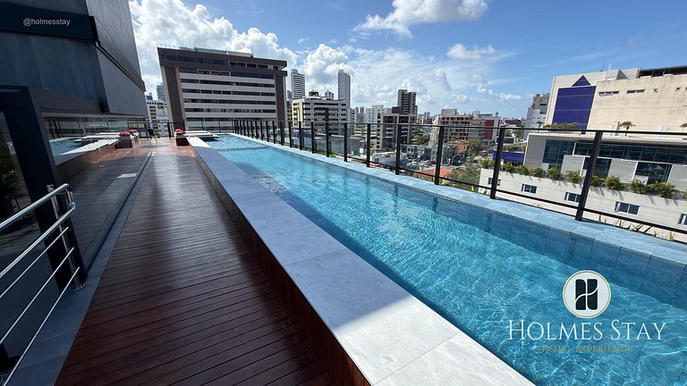 Flat de luxo com varanda no Acqua Tambau AQ4X7