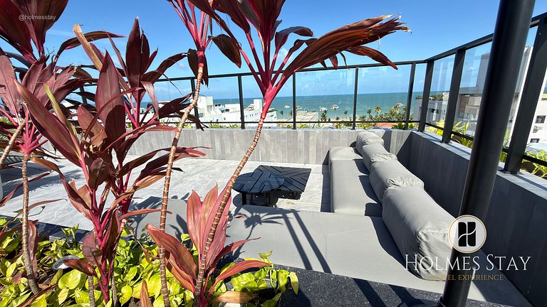 Flat de luxo térreo com terraço em Tambau AQT05