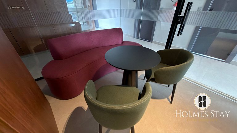 Flat de luxo com varanda no Acqua Tambau AQ4X7