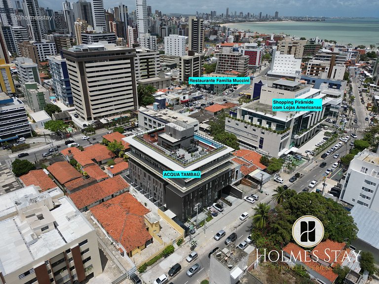 Flat de luxo com varanda no Acqua Tambau AQ4I8