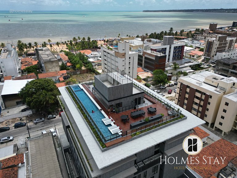 Flat de luxo com varanda em Tambau AQ415