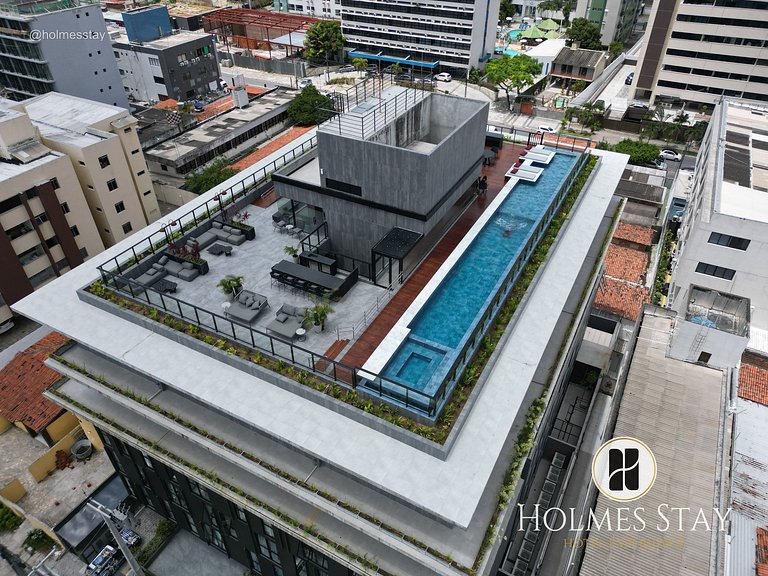 Flat de luxo com varanda no Acqua Tambau AQ4I5