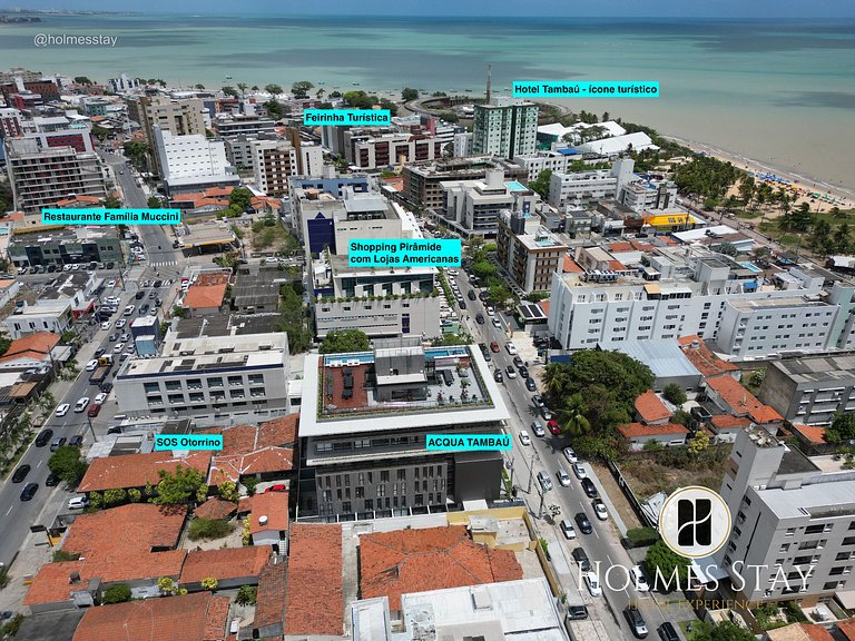 Flat de luxo térreo com terraço em Tambau AQT05