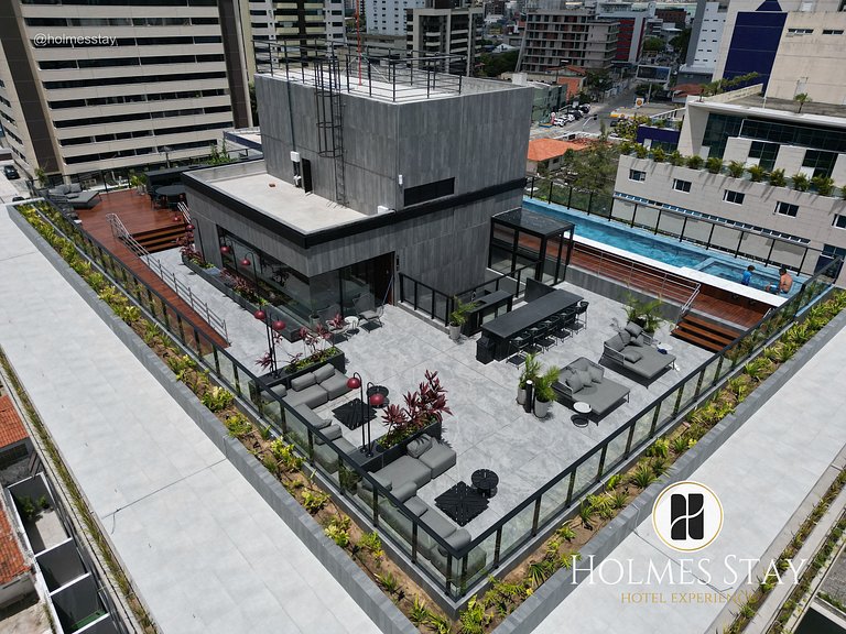 Flat de luxo térreo com terraço em Tambau AQT05