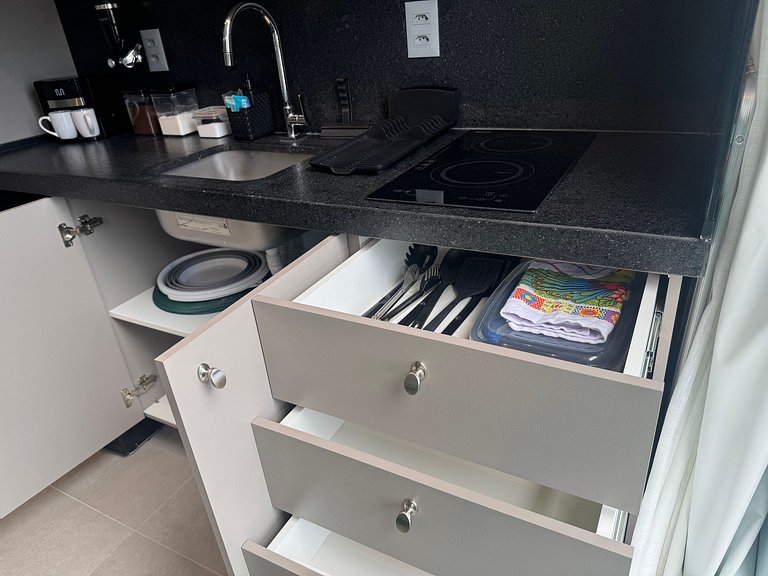 Flat de luxo com cozinha completa 4 pessoas