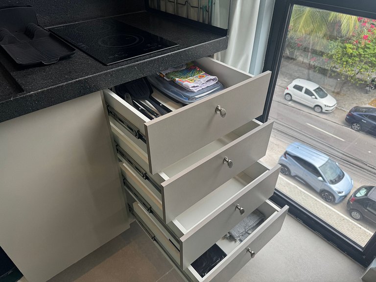 Flat de luxo com cozinha completa 4 pessoas