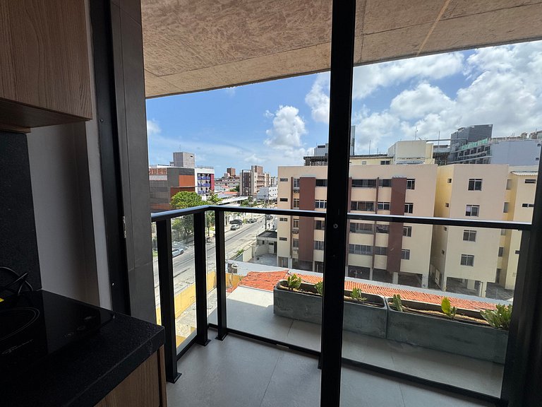 Flat de luxo com varanda no Acqua Tambau AQ4X7