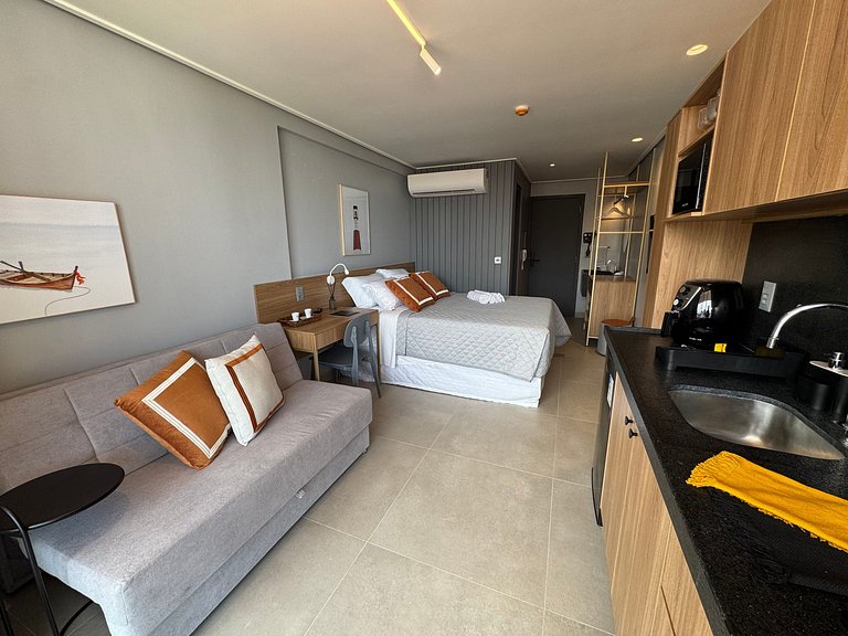 Flat de luxo com varanda no Acqua Tambau AQ4X7