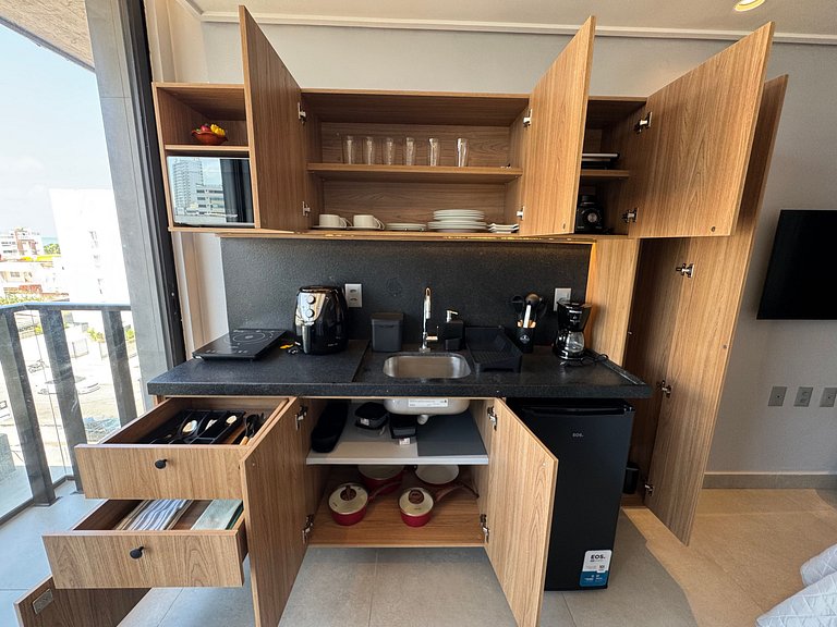 Flat de luxo com varanda em Tambau AQ415