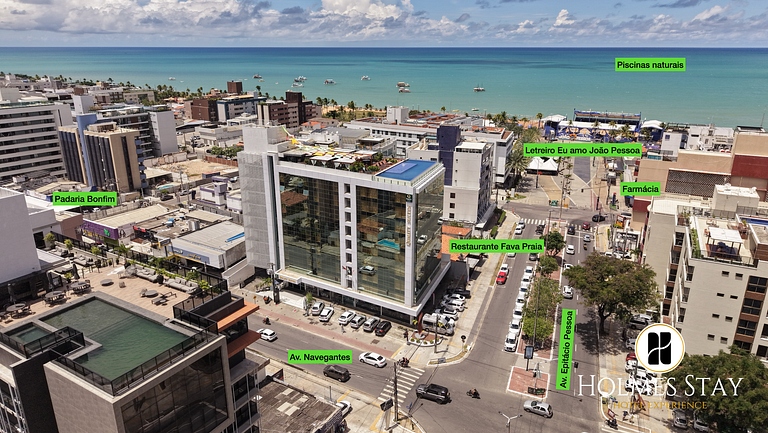 Flat particular com vista-mar em Tambau no Quality