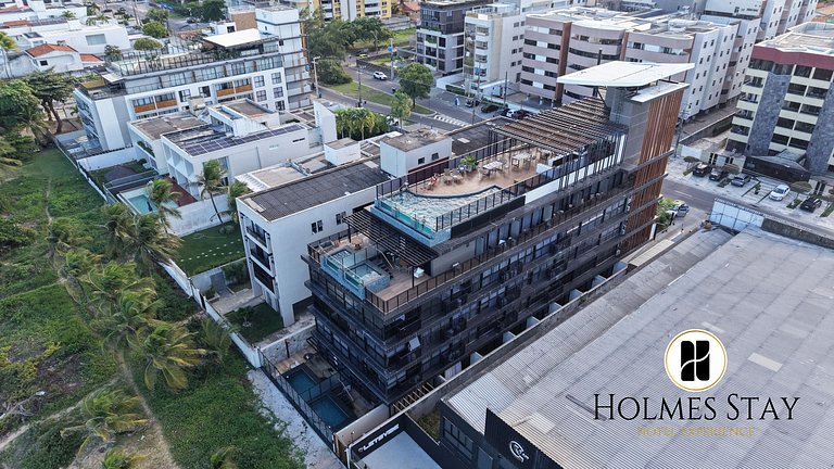 Flat beira-mar pé na areia com varanda AH 409